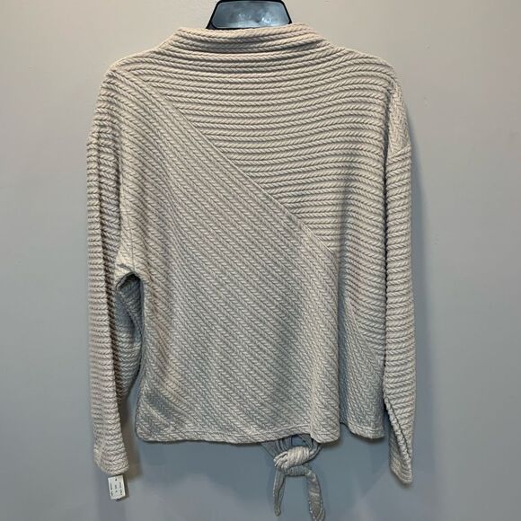 NWT zac & rachel boho top Sweater gray mock neck front tie size XL - Picture 3 of 11